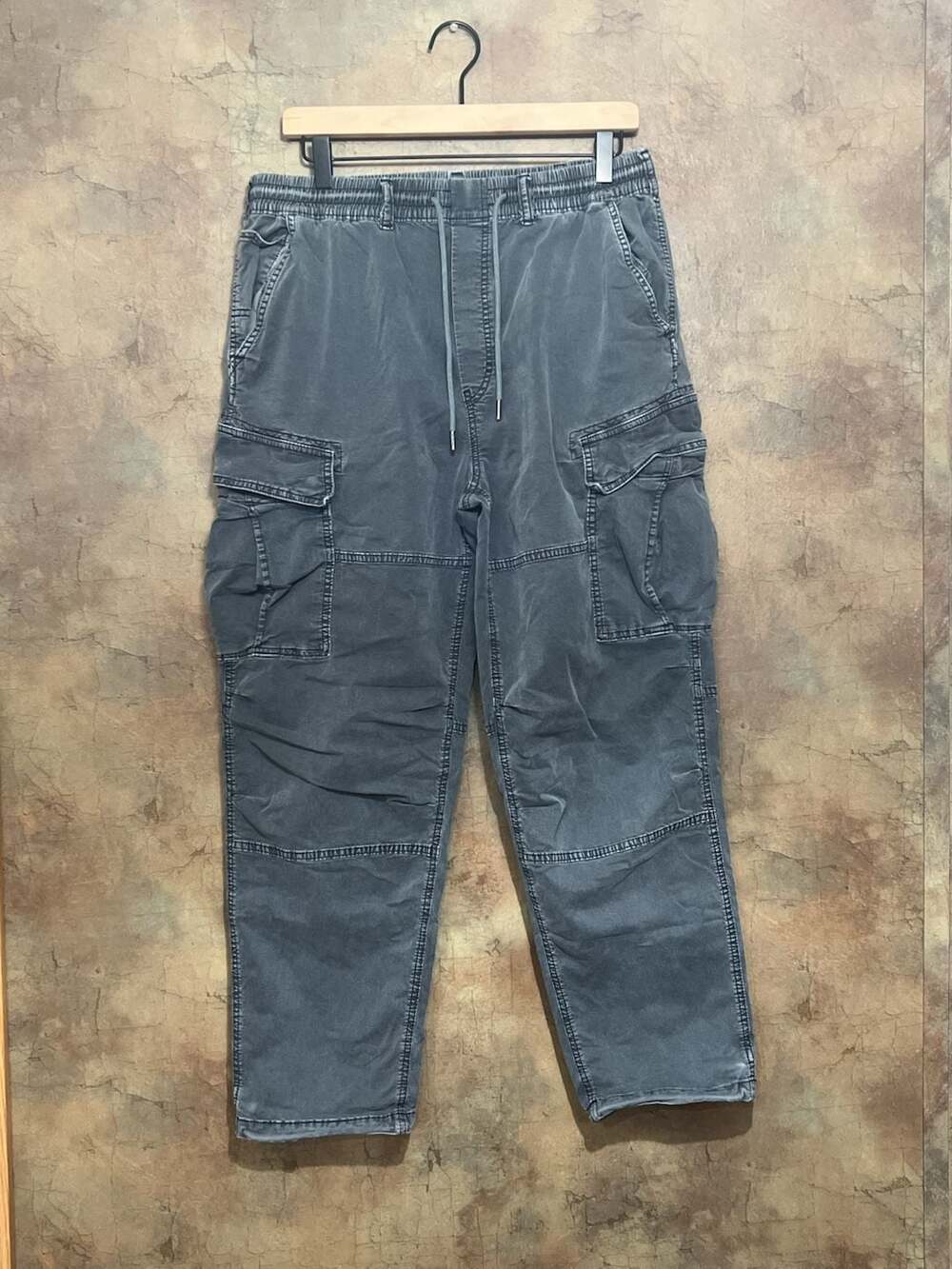 American Eagle Cargo Pants Washed Black Cotton Blend